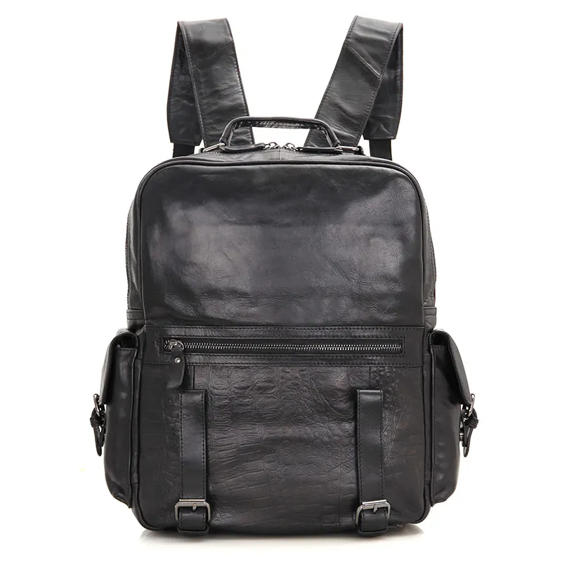 Натуральная коровья кожа мини рюкзак для ноутбука школьная сумка для женщин сумка-портфель 7355 - Цвет: Black