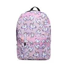 Печатных Единорог Рюкзак Мода школьные сумки хлопок рюкзак для девочки подростка Через Плечо Рюкзак Студент Путешествия Рюкзак