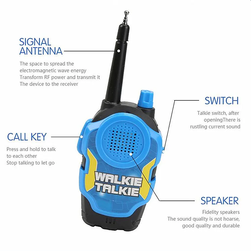 Walkie Talkies 2Pcs 50M Mini 2Ch Radio Phone for Kids Portable Handheld Children Outdoor Electronic Interphone Toy for Children