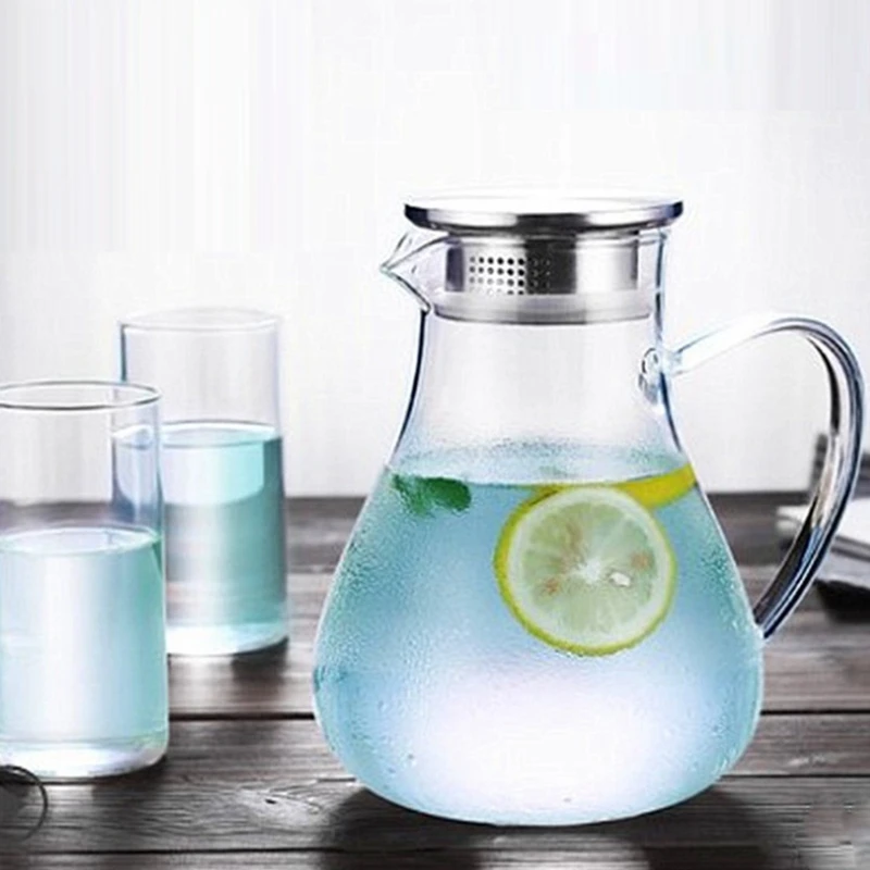 

1.9L Heatable Glass Water Pot Tea Carafe Juice Jar Container Beverage Drink Dispenser Explosion-proof Water Kettle Pitcher
