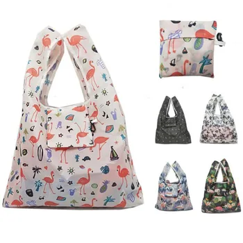 

New portable square bag fashion environmental polyester shopping bag storage portable folding shopping bag