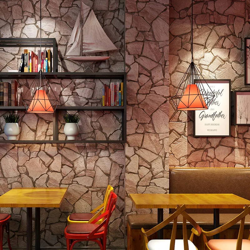 

3D Embossed Imitation Stone PVC Wallpaper Personalized Restaurant Cafe Bar Background Wall Decor Waterproof Vinyl Wall Paper 3 D