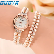 Excellente Qualité Duoya Marque Corée Marque De Luxe Perles Bracelet Montre Femmes Dames Femmes Robe De Mode Montre-Bracelet À Quartz