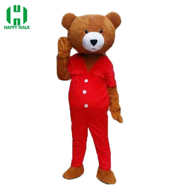 Плюшевый Медведь Взрослый персонаж костюм косплей плюшевый медведь мультяшный талисман костюм с длинным рукавом праздничное платье