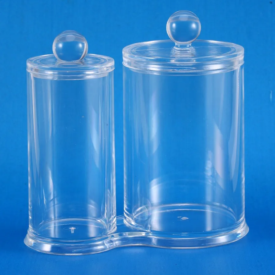

2 in 1 Transparent Clear Cylinder Container with Cap Cosmetic Makeup Cotton Pad Organizer Jewelry Storage Box Case Holder Boxes
