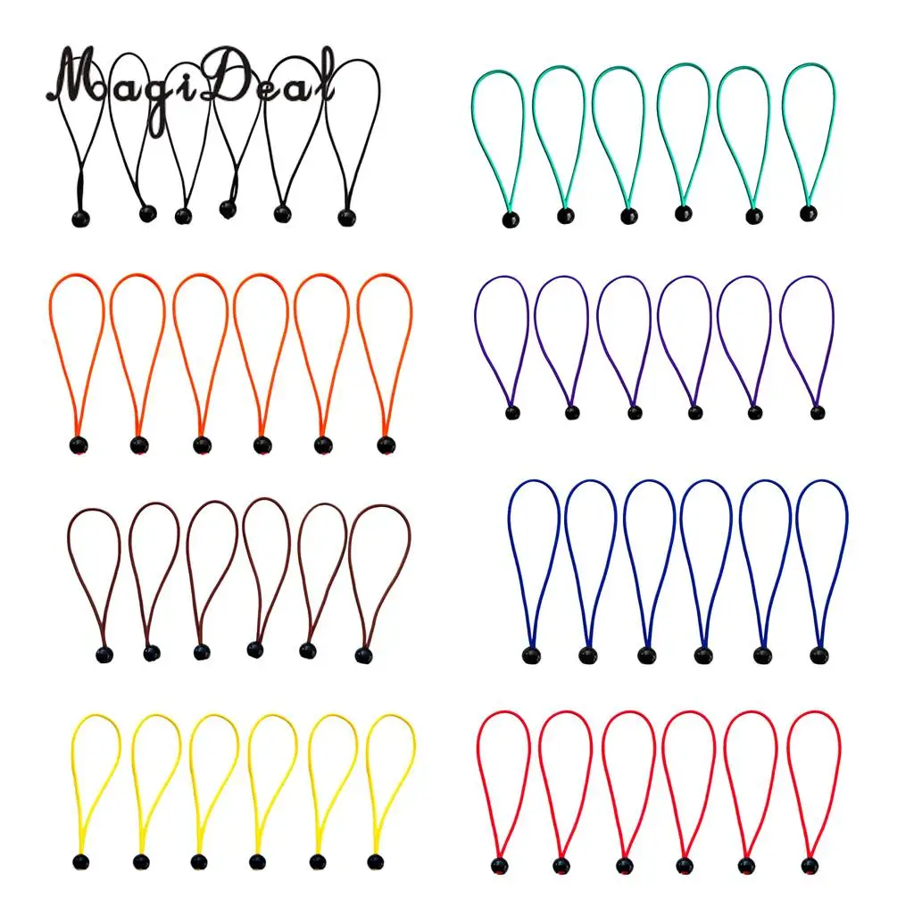 MagiDeal Hot 6Pcs 15cm 3mm Heavy Duty Elastic Ball Bungee Cord Tarp Tent Awning Fixing Tie Down Canopy Strap for Caving Climbing