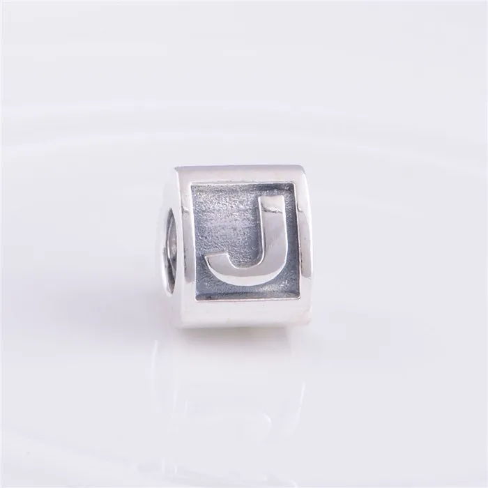 100 925 Sterling Silver Alphabat Character Letter J Charm Beads DIY Jewelry Fit for Pandora Charms