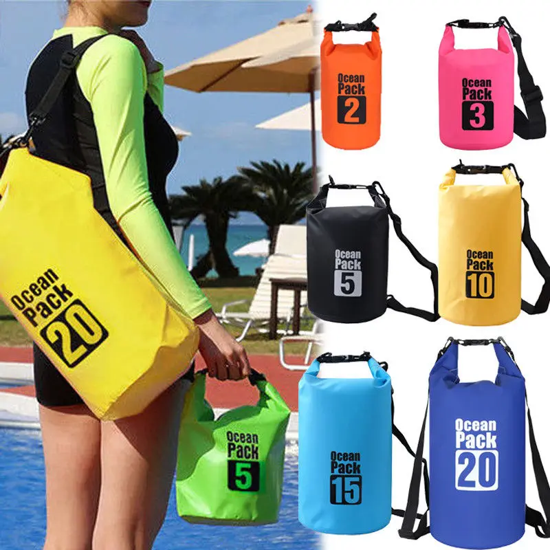 

2018 Newest Beach Bags Swimming Necessity PVC Waterproof Dry Bag 2-20L Capacity Ocean Pack Sack Canoe Floating Boating Camping