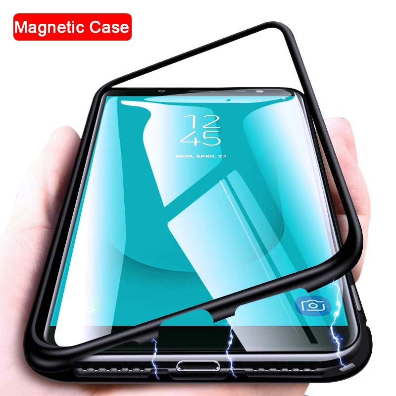 

360 Full Protective Magnet Case On The For Samsung Galaxy A8 2018 A530F Case A8 Plus 2018 A730F Shockproof Glass Back Case Cover