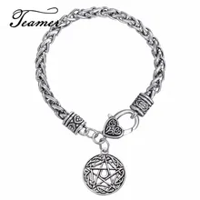 Teamer – Bracelet amulette Vintage pour homme, étoile de lune, David, pendentif Wicca, amulette surnaturelle, Talisman