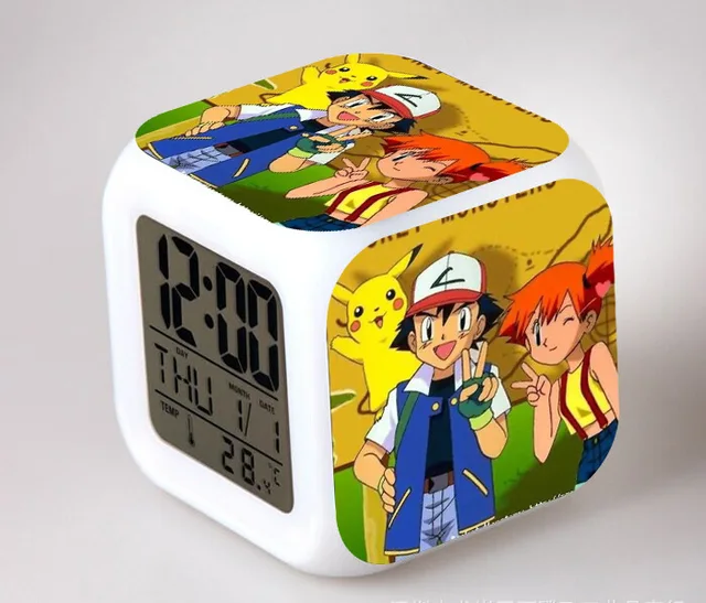 Buy Pikachu Alarm Clocks, 3d Cartoon 7 color changing Alarm Clocks For kids