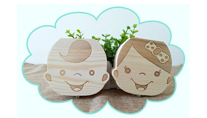English Version Woorden Kids Baby Milk Tooth Box Organizer Girl Boy Teeth Collection Wood Storage Box Toys (3)
