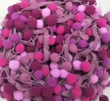 Lace Fabric Sewing Accessories Pompom Trim Pom Pom Decoration Tassel Ball Fringe Ribbon DIY Craft Accessories Material Apparel - Color: purple beanpaste