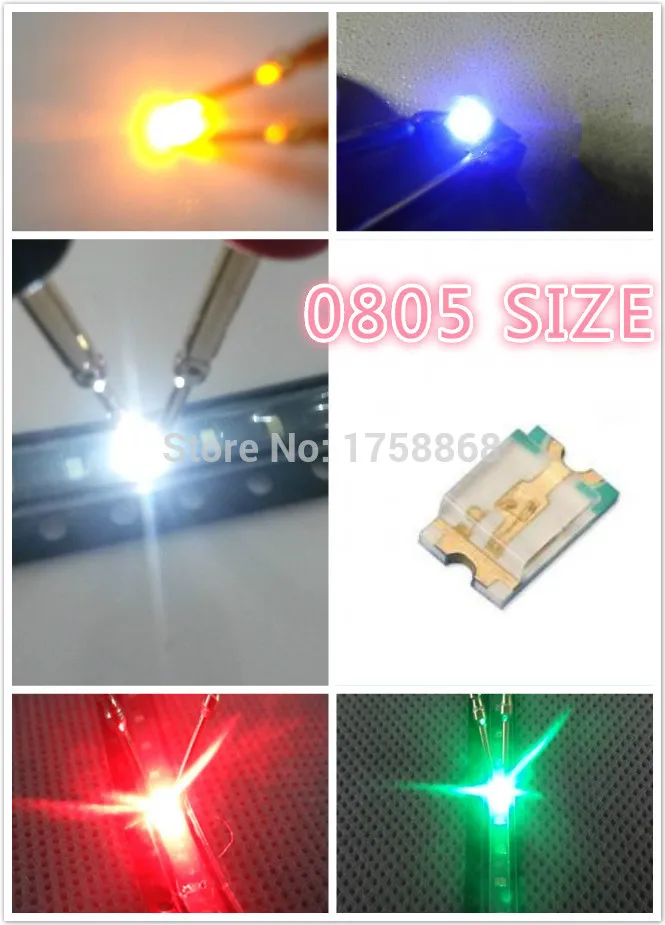 500pcs 0805 Ultra Bright SMD LED Light Emitting Diode 5 Colors