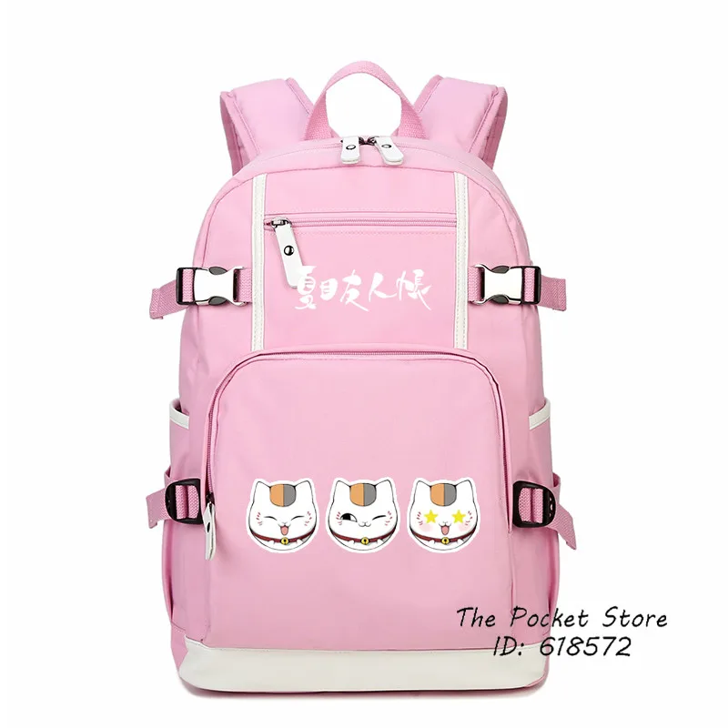 

Natsume Yuujinchou Anime Bags Maneki Neko Cat Teacher Kawaii Women Backpack Printing Backpack Canvas Laptop Backpack Bookbag