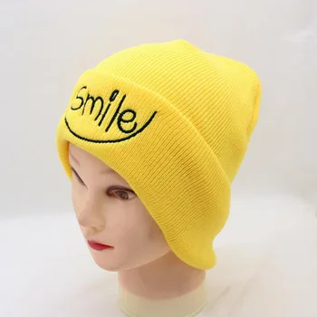 

BING YUAN HAO XUAN New Men Women Winter Warm Knitted Caps Embroidery Letter Knitted Hat Skullies Hats Winter Yellow Cotton Mask