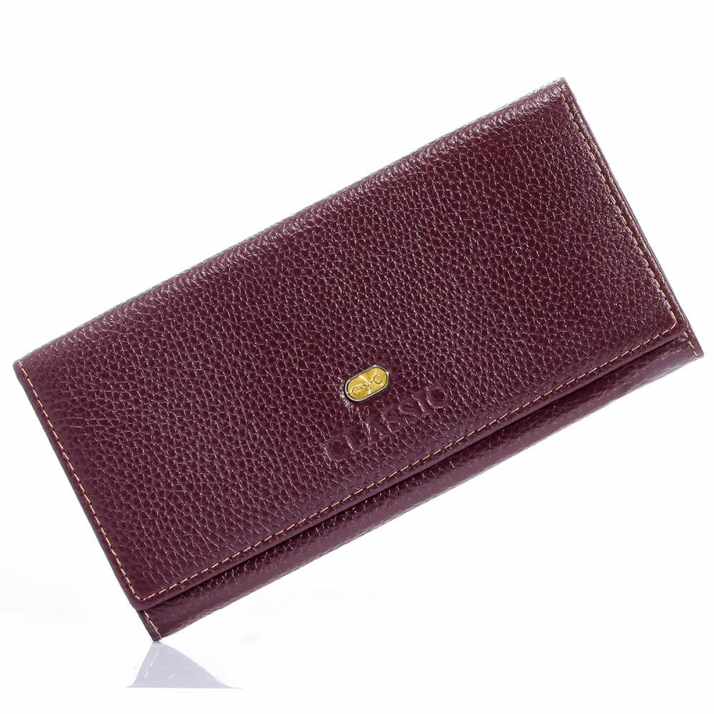 Purple Real Genuine Leather Long Wallet Womens Wallets and Purses for