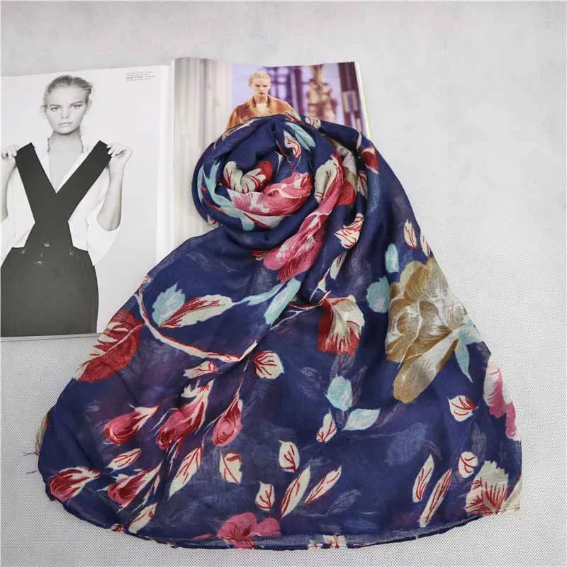 Женский винтажный шарф из вискозного шелка модные уличные пейзажи печать хиджаб шарфы платок обернутый