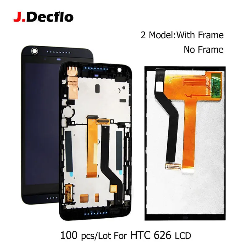 

100 pcs/Lot LCD Display For HTC Desire 626 D626 626G 626W Touch Screen Digitizer Assembly Replacement with Frame Orig