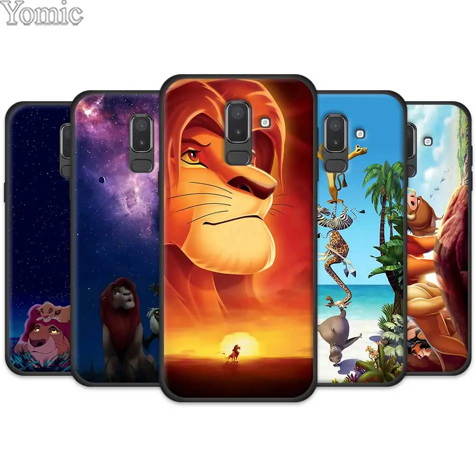 

Silicone TPU Black Case for Samsung Galaxy J4 J6 J8 Plus 2018 J4Plus J6Plus Cell Mobile Phone Bags Shell Cover The Lion King