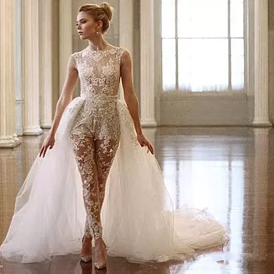 2021 Lace Jumpsuit Wedding Dresses With 
