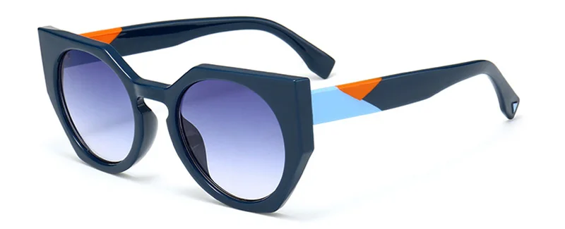 SHAUNA разноцветные женские солнцезащитные очки кошачий Глаз Модные мужские круглые градиентные линзы UV400 - Цвет линз: Blue Blue