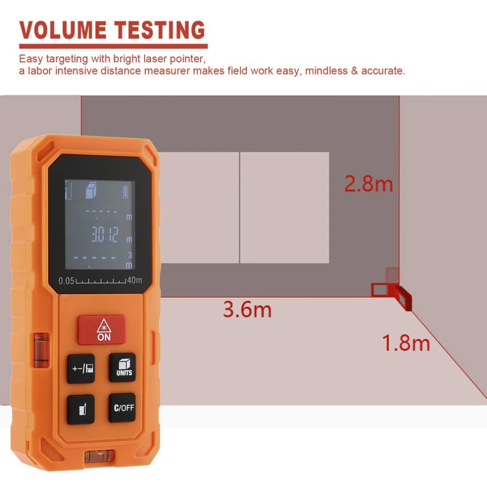 Портативный лазерный дальномер портативный цифровой лазерный дальномер с ЖК-дисплей подсветки профессиональный инструмент измерения