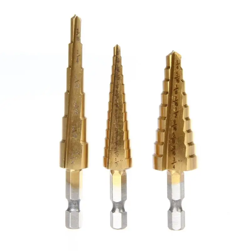 Is 3/16 Bigger Than 1/4 3pc Quick change 1/4" Hex Shank larger Titanium Coated Step Drill Bit