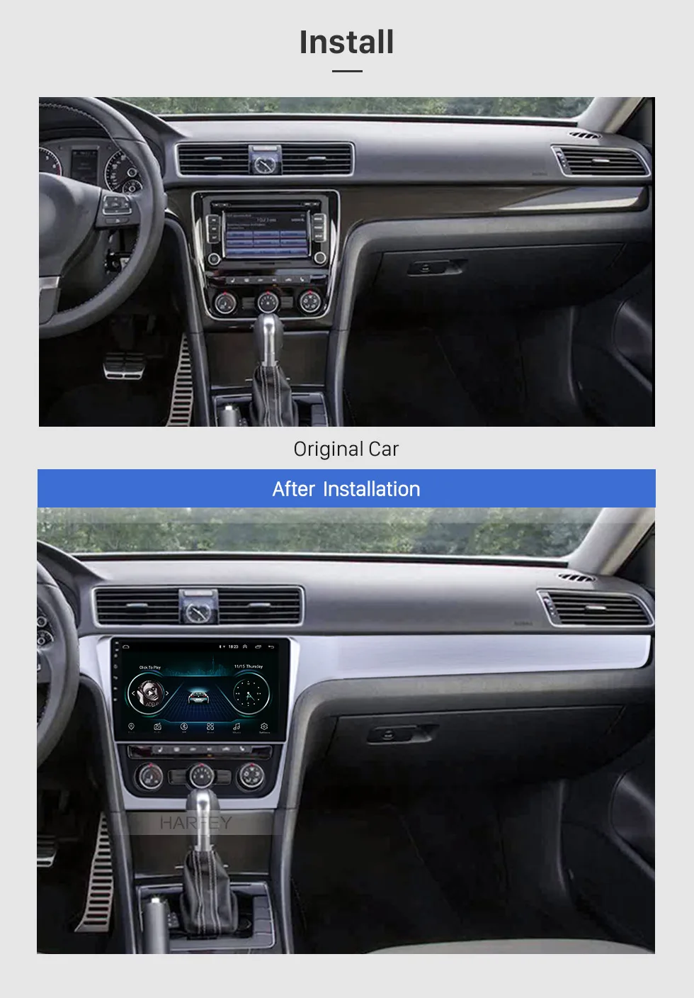 Clearance Harfey 10.1" Android 8.1 Car Multimedia Player for 2012 VW Volkswagen Passat Radio with 3G Wifi Bluetooth Mirror Link  SWC 2