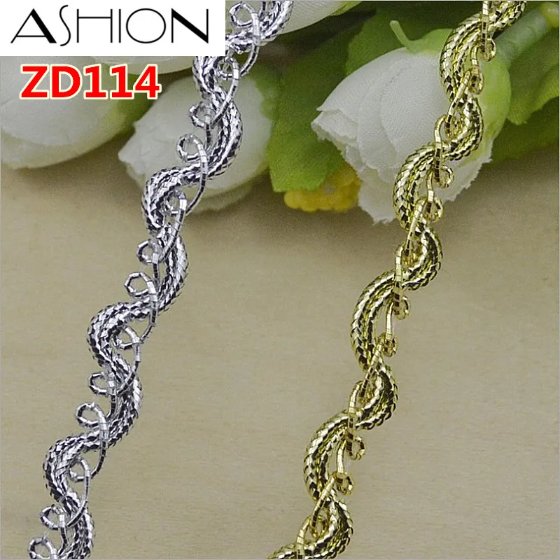 

CHICKNIT width 1CM Popular gold silver thread centipede lace Accessories ribbon ZD114