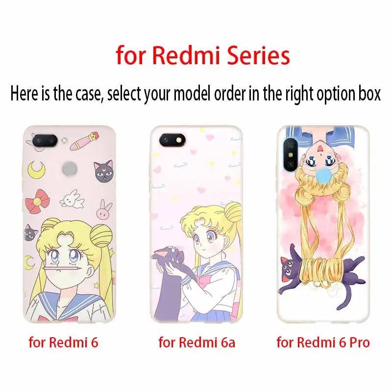 Прозрачный силиконовый чехол с аниме Сейлор Мун Луна кот для Xiaomi Redmi 9A 8A 7A 6A 9AT Note 9 8