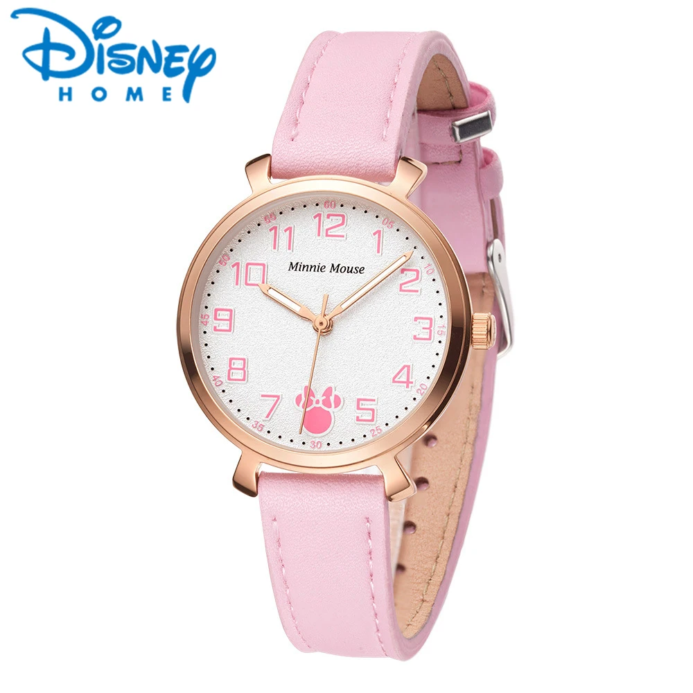 

Disney Womans Watch Ladies Minnie Macaron Leather Girls Creative Quartz Clock Women Wrist Watch
