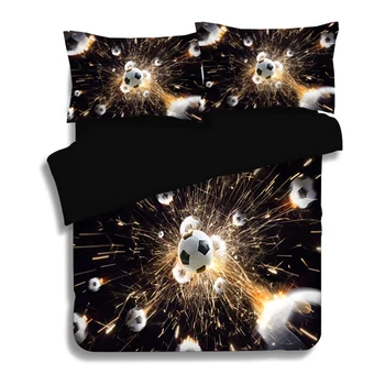 

3D Football Bedding Set Sport Duvet/Quilt Cover Pillow Cases Twin Full Queen King Double Home Textiles 3PCS New black bedclothes