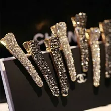 Imitation rhinestone hair accessories hairpin side bangs clip shiny alloy toothed pearl head clip duckbill clip