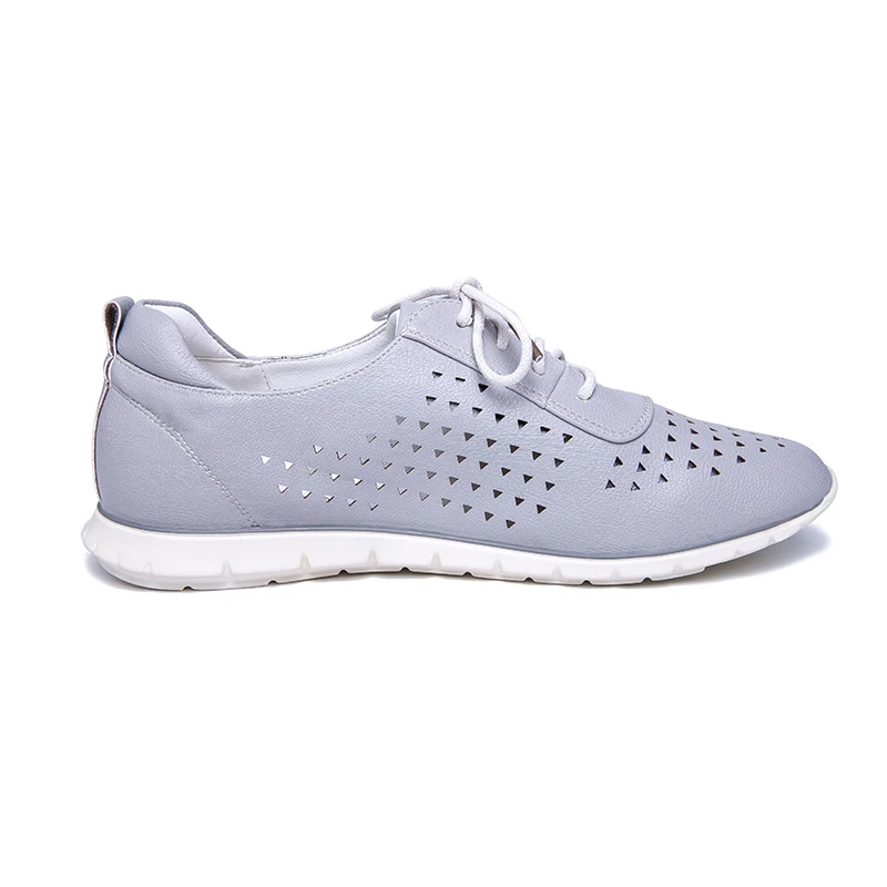 AIMEIGAO 2019 New Lace Up Flats Shoes Soft Leather Comfort Shoes For Women Hollow Out Breathable Casual Shoes Autumn And Spring