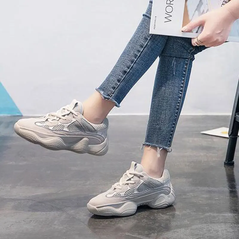 2018 INS Women Summer Flats platform sneakers fashion mesh Breathable Thick soled shoes female vulcanize shoes Lightweight M620 Women's Shoes