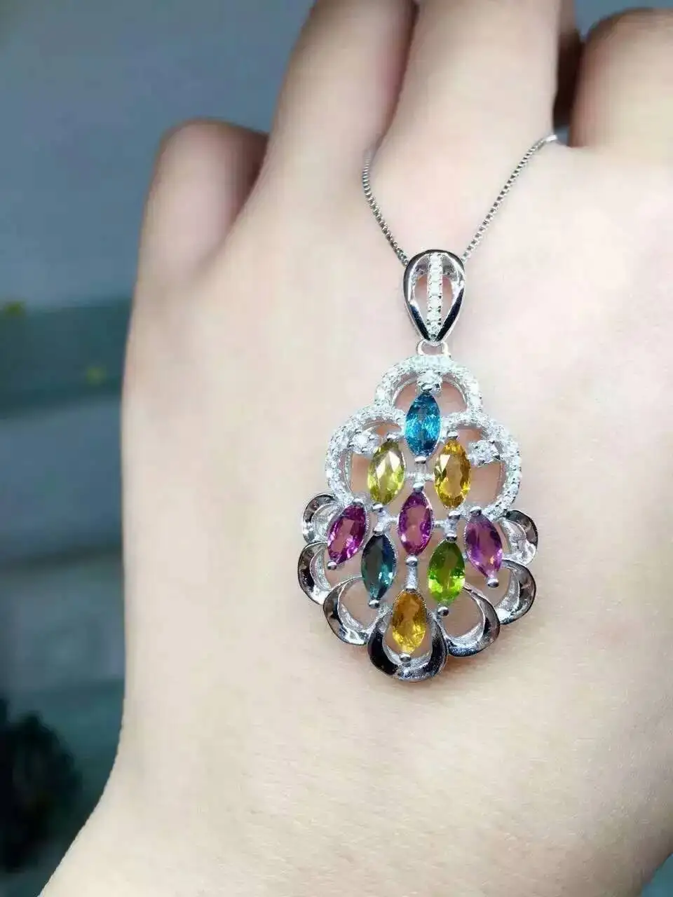 Натуральные разноцветные турмалины кулон 925 серебро натуральный драгоценный камень кулон ожерелье Модные счастливые бутылки женские ювелирные изделия