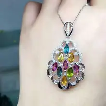 Натуральные разноцветные турмалины кулон 925 серебро натуральный драгоценный камень кулон ожерелье Модные счастливые бутылки женские ювелирные изделия