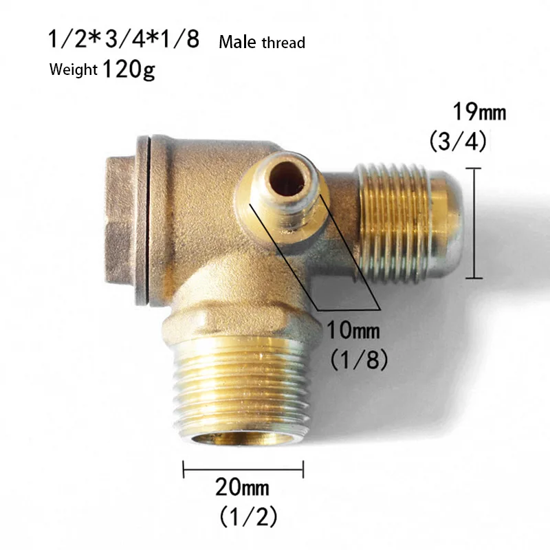 1 шт. 3 порта обратный клапан латунный внутренний/наружный обратный клапан/обратный клапан Соединитель Инструмент для воздушного компрессора высокая твердость