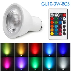 GU10 светодиодный лампа с дистанционным Управление 3 W затемнения Цвет изменение Stage RGB Spotlight-WWO66