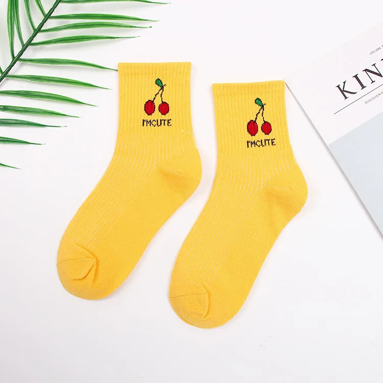 Модные Повседневные Хлопковые женские носки с милым принтом фруктов L0228