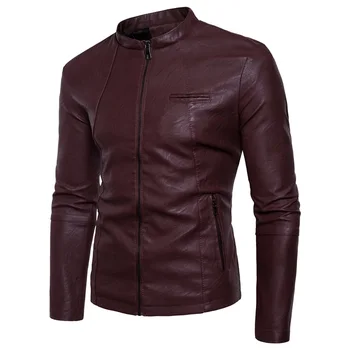 

2017 Brand PU Motorcycle Leather Jacket Men Warm Plus Size 3XL Clothing Casual Black Coats