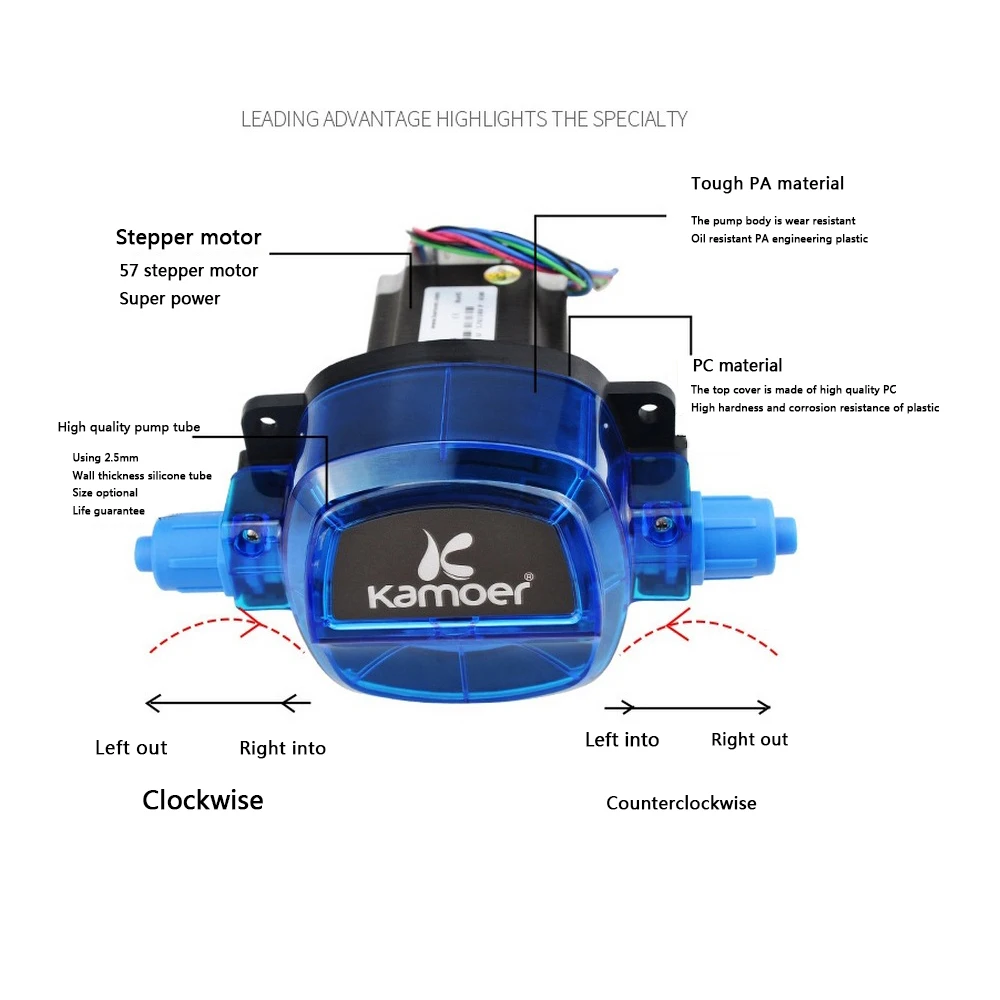 Kamoer ХL миниатюрные перистальтический насос шаговый двигатель 12/24V 1300/1800 мл/мин. высокая точность повторяемости долгий срок службы