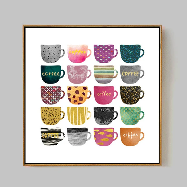 Beautiful Different Coffee Cups Canvas Wall Art Painting Nordic Poster 1