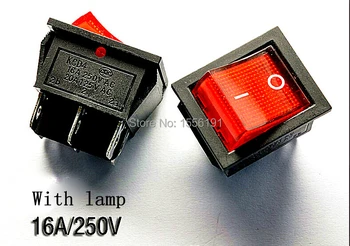

All new 10PCS Big Ship type switch with lamp 6pin 16A/250V 20A/125V KCD4-202 Become warped board power switch Red