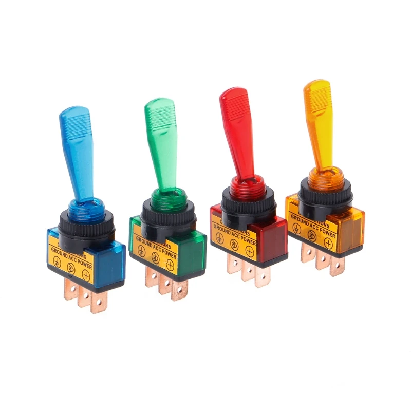 

Automotive Toggle Switch 3 Pin ON-OFF with LED Light DC12V 20A SPST