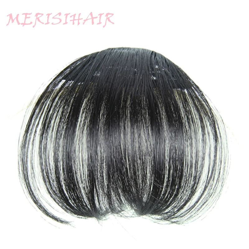 MERISI HAIR 4Color Clip In Hair Bangs Hairpiece Synthetic Fake Bangs Hair Piece Clip In Hair Extensions