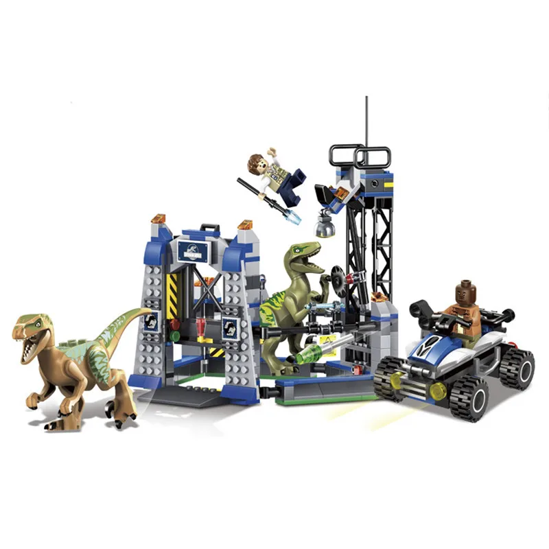 

Jurassic World Park Raptor Escape Building Blocks Kit Bricks Sets Classic Movie Model Kids Toys Gift Compatible Legoings