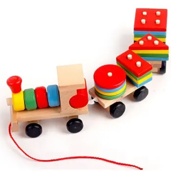 

Kids Wooden Train Truck Set Baby Developmental Toys Geometric Blocks Baby Early Learning Toys