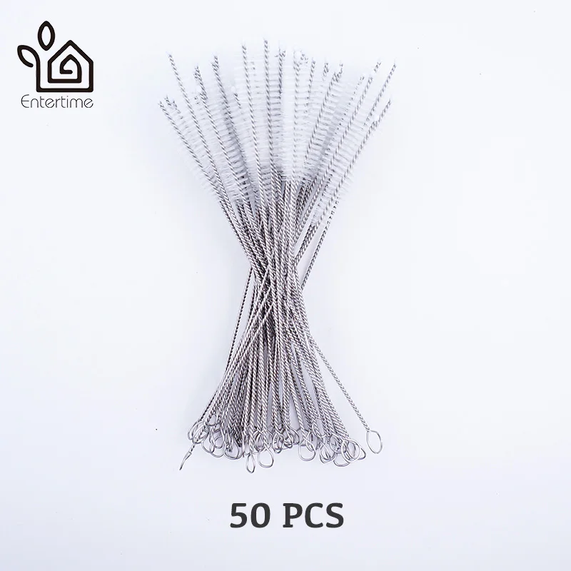 

Entertime 50pcs/lot straw cleaning brush with long handle for cleaning stainless steel drinking straws or tumblers